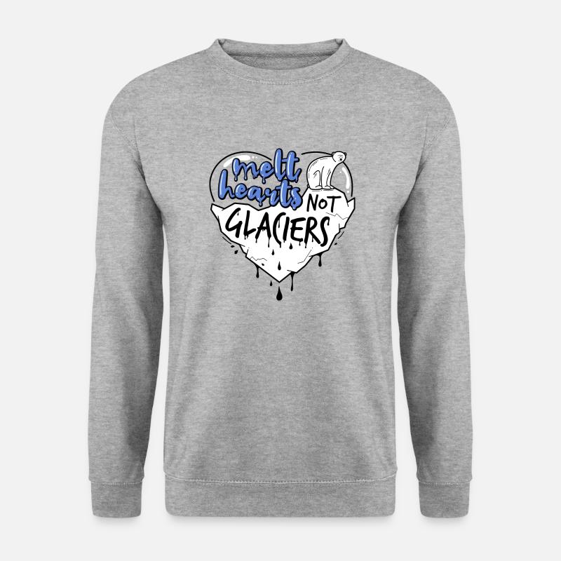 Herzen schmelzen, keine Gletscher - Unisex Pullover - Weißgrau meliert