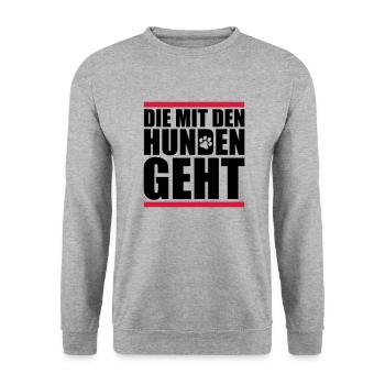mit den hunden geht - Unisex Pullover - Weißgrau meliert - Vorne - Alina (178cm) & Michal (187cm)