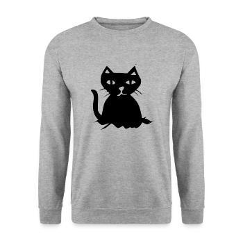 GEZEICHNETE SCHWARZE KATZE - Unisex Pullover - Weißgrau meliert - Vorne - Alina (178cm) & Michal (187cm)