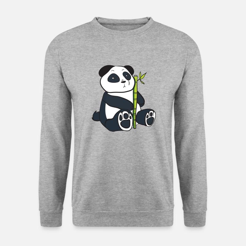 Panda - Unisex Pullover - Weißgrau meliert