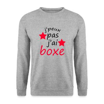 j'peux pas j'ai boxe - Sweat-shirt Unisexe - gris chiné - Devant - Alina (178cm) & Michal (187cm)