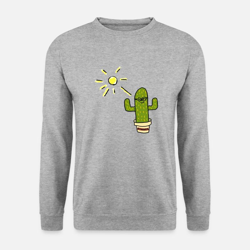 Sommer Sonne Kaktus Cactus - Unisex Pullover - Weißgrau meliert