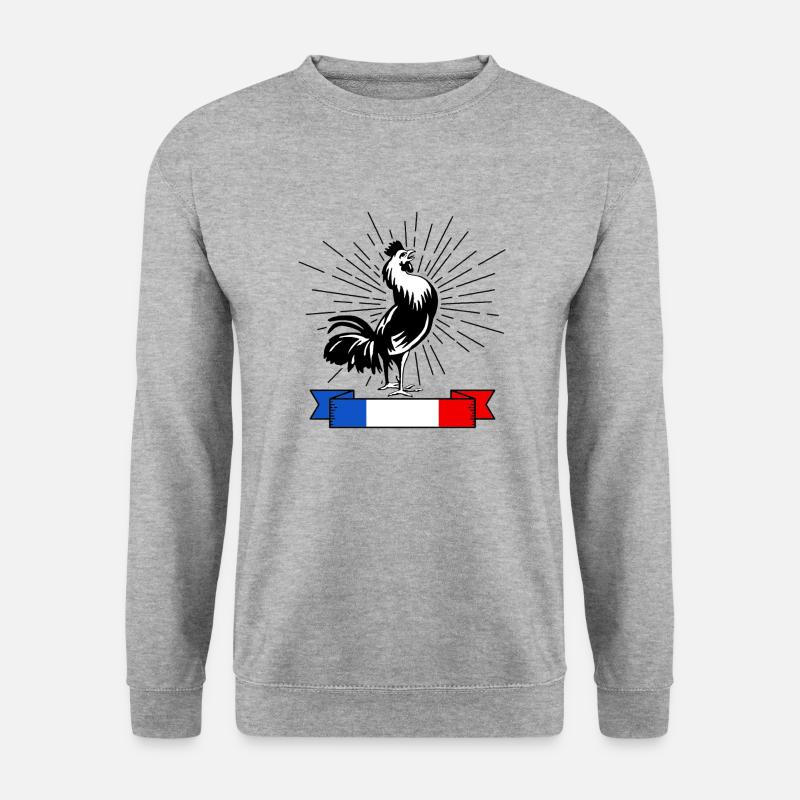 Der französische Hahn - Unisex Pullover - Weißgrau meliert