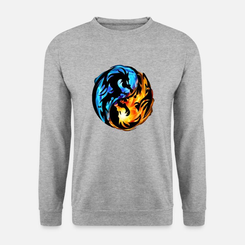 Druck Yin und Yang - Unisex Pullover - Weißgrau meliert