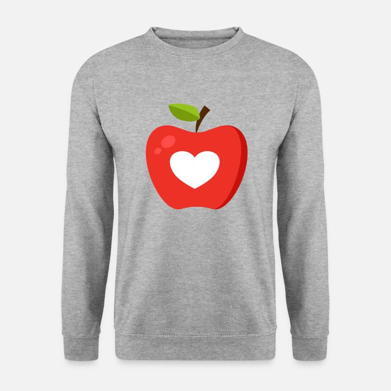 Roter Apfel mit Herz als Geschenkidee Motiv - Unisex Pullover - Weißgrau meliert