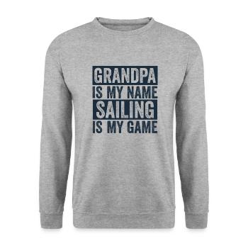 Papi est mon nom La voile est mon jeu - Sweat-shirt Unisexe - gris chiné - Devant - Alina (178cm) & Michal (187cm)