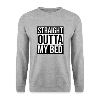 STRAIGHT OUTTA MY BED - Unisex Pullover - Weißgrau meliert - Vorne - Alina (178cm) & Michal (187cm)