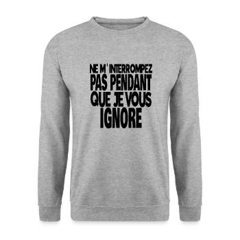 ne m'interrompez pas pendant que je vous ignore - Sweat-shirt Unisexe - gris chiné - Devant - Alina (178cm) & Michal (187cm)