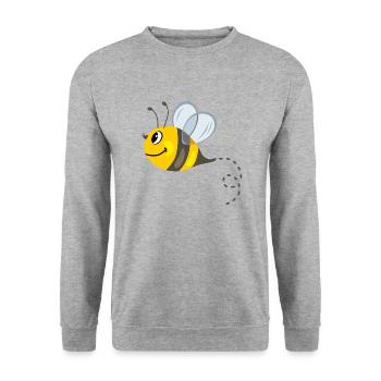 Glückliche lustige Biene - Unisex Pullover - Weißgrau meliert - Vorne - Alina (178cm) & Michal (187cm)