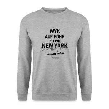 Wyk auf Föhr - Unisex Pullover - Weißgrau meliert - Vorne - Alina (178cm) & Michal (187cm)