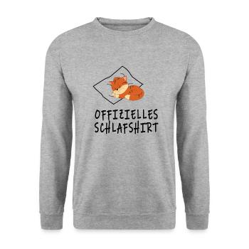 Offizielles Katzen Schlafshirt für Katzenfreunde - Unisex Pullover - Weißgrau meliert - Vorne - Alina (178cm) & Michal (187cm)