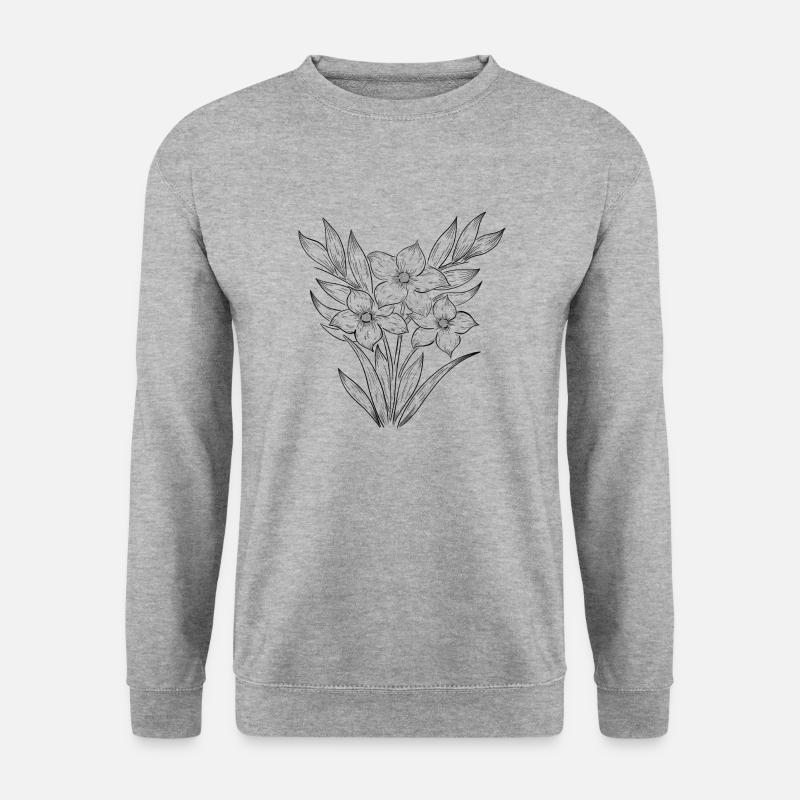 Illustration Blumen Sonne - Unisex Pullover - Weißgrau meliert