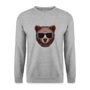 Visage d’ours avec lunettes de soleil - Sweat-shirt Unisexe - gris chiné - Devant - Alina (178cm) & Michal (187cm)