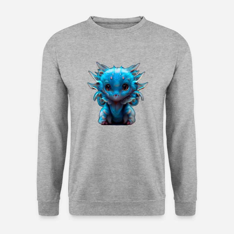 Drache - Unisex Pullover - Weißgrau meliert