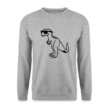 Dinosaurier mit Sonnenbrille Vektor - Unisex Pullover - Weißgrau meliert - Vorne - Alina (178cm) & Michal (187cm)