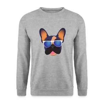 Français Bulldog avec lunettes de soleil Chien - Sweat-shirt Unisexe - gris chiné - Devant - Alina (178cm) & Michal (187cm)