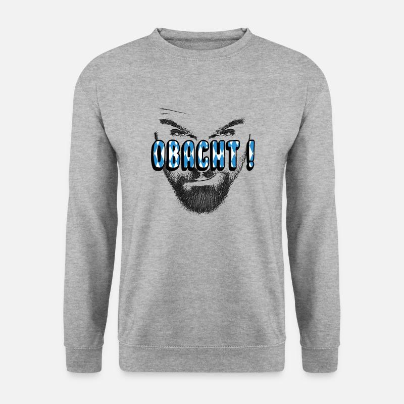 obacht bayrisch dialekt - Unisex Pullover - Weißgrau meliert