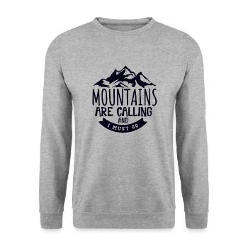 The mountains call I have to go hiking Mountaineering - Unisex Sweatshirt - salt & pepper - Front - Alina (178cm) & Michal (187cm)