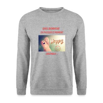 Quel bonheur de passer ce moment ensemble - Sweat-shirt Unisexe - gris chiné - Devant - Alina (178cm) & Michal (187cm)