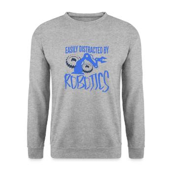 Facilement distrait par les robots électroniques - Sweat-shirt Unisexe - gris chiné - Devant - Alina (178cm) & Michal (187cm)