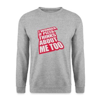 pizza thinks about me - Unisex Pullover - Weißgrau meliert - Vorne - Alina (178cm) & Michal (187cm)