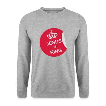 Citation de Jésus est roi - Sweat-shirt Unisexe - gris chiné - Devant - Alina (178cm) & Michal (187cm)