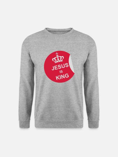 jesus is king Zitat - Unisex Pullover - Weißgrau meliert
