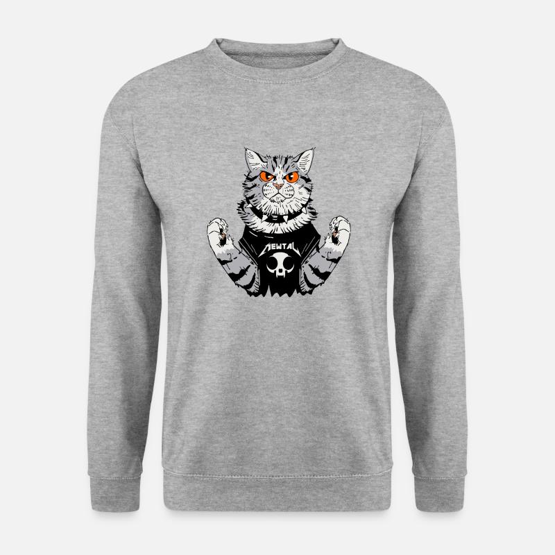 Katze liebt Rockmusik - Unisex Pullover - Weißgrau meliert