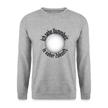 Ich sehe Dummheit in naher Zukunft - Unisex Pullover - Weißgrau meliert - Vorne - Alina (178cm) & Michal (187cm)