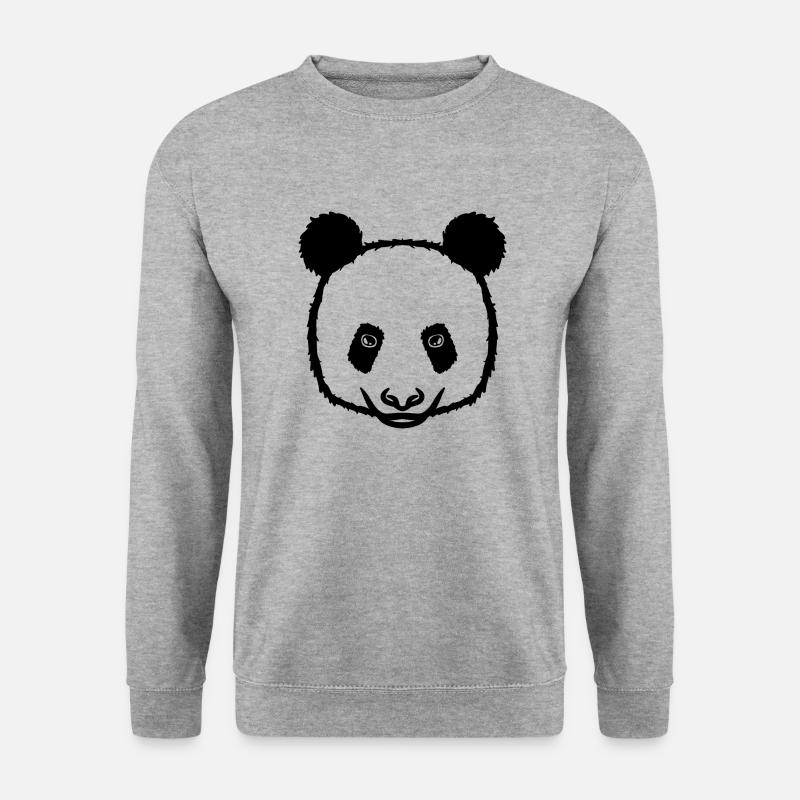 Panda schwarz - Unisex Pullover - Weißgrau meliert