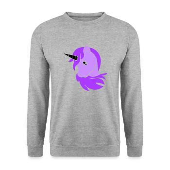 Einhorn - Unisex Pullover - Weißgrau meliert - Vorne - Alina (178cm) & Michal (187cm)