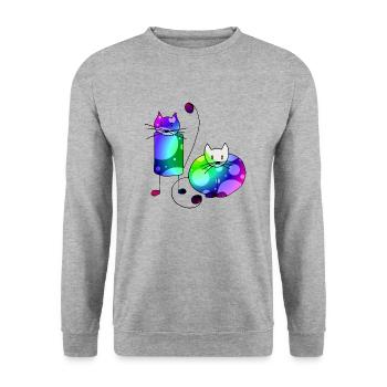 Cats - Unisex Sweatshirt - salt & pepper - Front - Alina (178cm) & Michal (187cm)