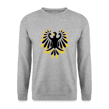 Adler - Unisex Pullover - Weißgrau meliert - Vorne - Alina (178cm) & Michal (187cm)