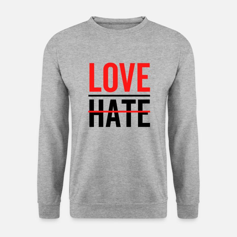Liebe über Hass - Unisex Pullover - Weißgrau meliert