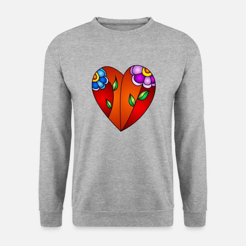 Herz - Unisex Pullover - Weißgrau meliert