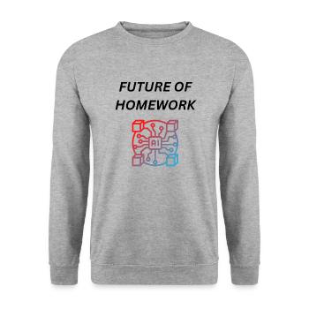 Homework AI Künstliche Intelligenz Wissen Home - Unisex Pullover - Weißgrau meliert - Vorne - Alina (178cm) & Michal (187cm)