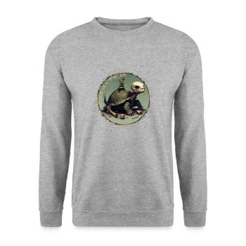 Trinktier Chill the Skull - Unisex Pullover - Weißgrau meliert - Vorne - Alina (178cm) & Michal (187cm)