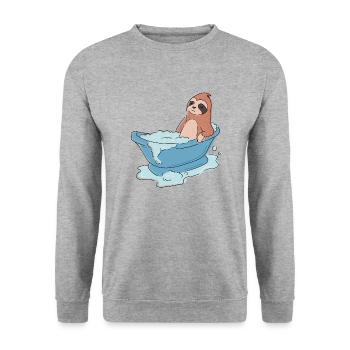 Baignoire Lazy Sloth Relaxing Cute Sloth - Sweat-shirt Unisexe - gris chiné - Devant - Alina (178cm) & Michal (187cm)