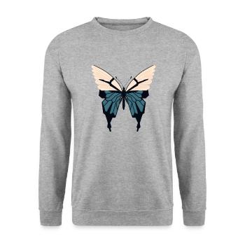 Minimalistischer Schmetterling Einfacher Schmetterling Minimalistisch - Unisex Pullover - Weißgrau meliert - Vorne - Alina (178cm) & Michal (187cm)