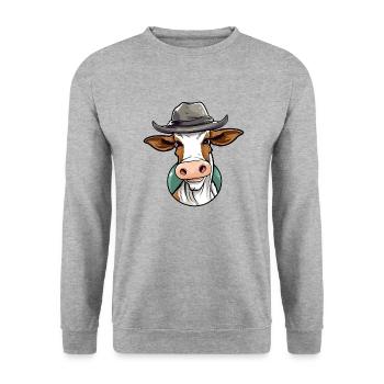 Kija the cow - Unisex Sweatshirt - salt & pepper - Front - Alina (178cm) & Michal (187cm)