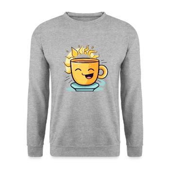 Cheerful coffee - Unisex Sweatshirt - salt & pepper - Front - Alina (178cm) & Michal (187cm)