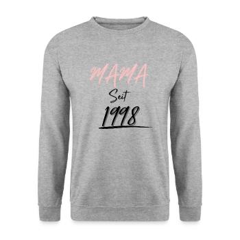 MAMA Seit 1998 - Unisex Pullover - Weißgrau meliert - Vorne - Alina (178cm) & Michal (187cm)