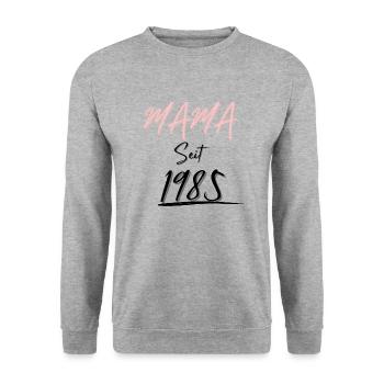 MAMA Seit 1985 - Unisex Pullover - Weißgrau meliert - Vorne - Alina (178cm) & Michal (187cm)