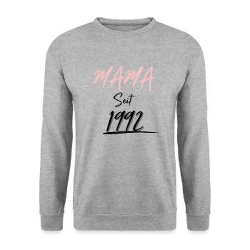 MAMA Seit 1992 - Unisex Pullover - Weißgrau meliert - Vorne - Alina (178cm) & Michal (187cm)