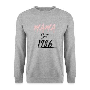 MAMA Seit 1986 - Unisex Pullover - Weißgrau meliert - Vorne - Alina (178cm) & Michal (187cm)