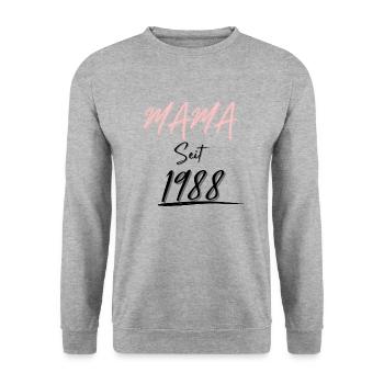 MAMA Seit 1988 - Unisex Pullover - Weißgrau meliert - Vorne - Alina (178cm) & Michal (187cm)