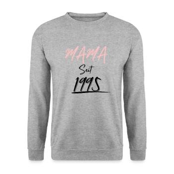 MAMA Seit 1995 - Unisex Pullover - Weißgrau meliert - Vorne - Alina (178cm) & Michal (187cm)