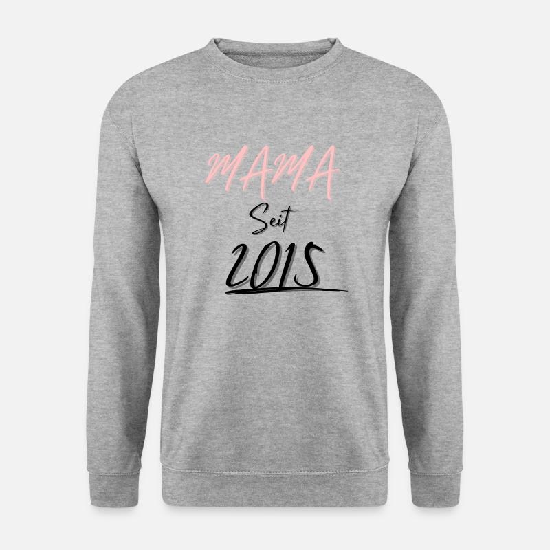 MAMA Seit 2015 - Unisex Pullover - Weißgrau meliert