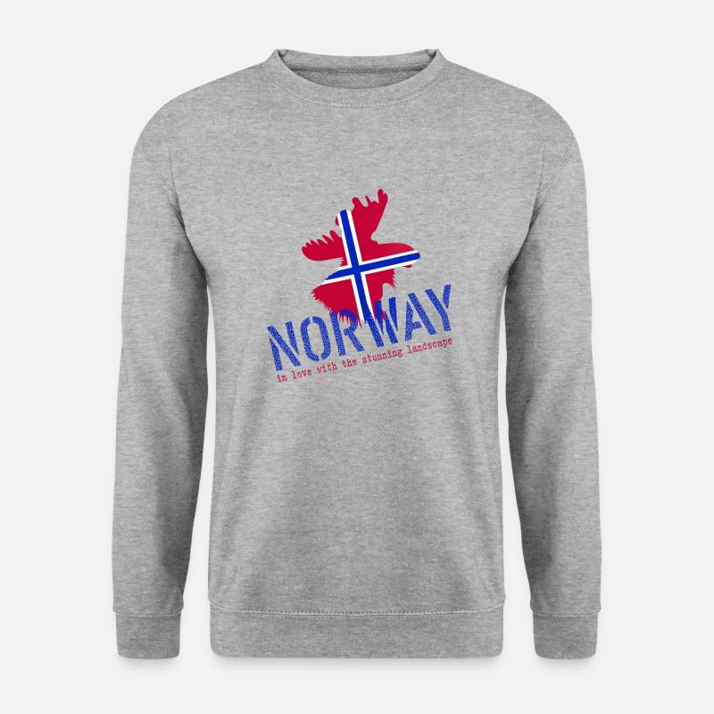 Norwegen Norge Elch - Unisex Pullover - Weißgrau meliert