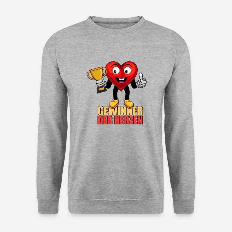 Gewinner der Herzen - Unisex Pullover - Weißgrau meliert